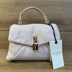 Ted Baker Poppy Small Satchel Crossbody Handbag Lock Light Baby Pink Leather NEW